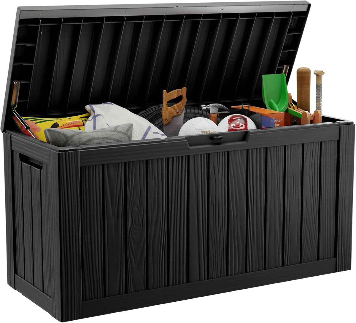 DRATO 80 Gallon Large Deck Box, Outdoor Storage Box for Patio Furniture, Patio Cushions, Gardening Tools, Pool Supplies 480lbs Weight Capacity,Waterproof Resin Storage Boxes