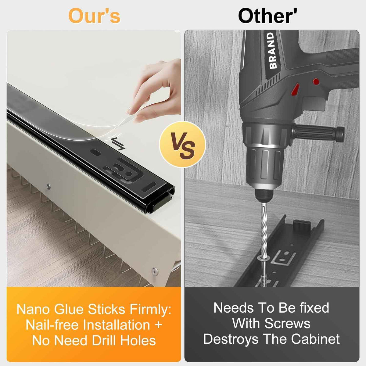 Pull Out Cabinet Organizer Fixed with Adhesive Nano Film, Heavy Duty