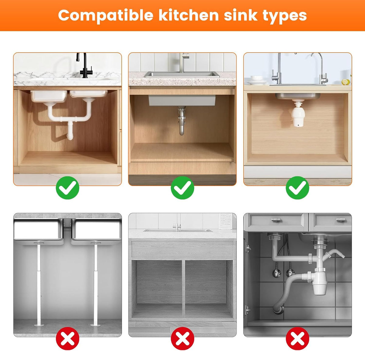 Expandable Under Sink Organizers and Storage,Width Adjustable (14.9-23.6IN),No Drill 2-Tier Pull Out Under Cabinet Organizer for Kitchen Bathroom Laundry White - Field & Nook