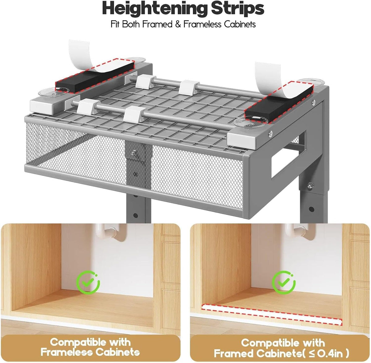2 Packs 21IN Depth Under Sink Organizer, 2-Tier Pull Out Cabinet Organizer With Smooth Circular Rail, Large Capacity Metal Mesh Sliding Drawers For Bathroom& Kitchen Storage,Height Adjustable-Gun Gray - Field & Nook