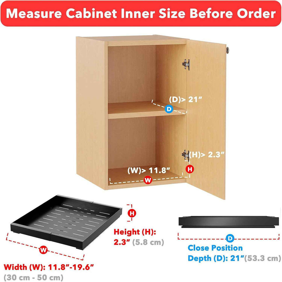 SpaceAid Pull Out Cabinet Organizer, 1 Pack, 11.8"-19.6"