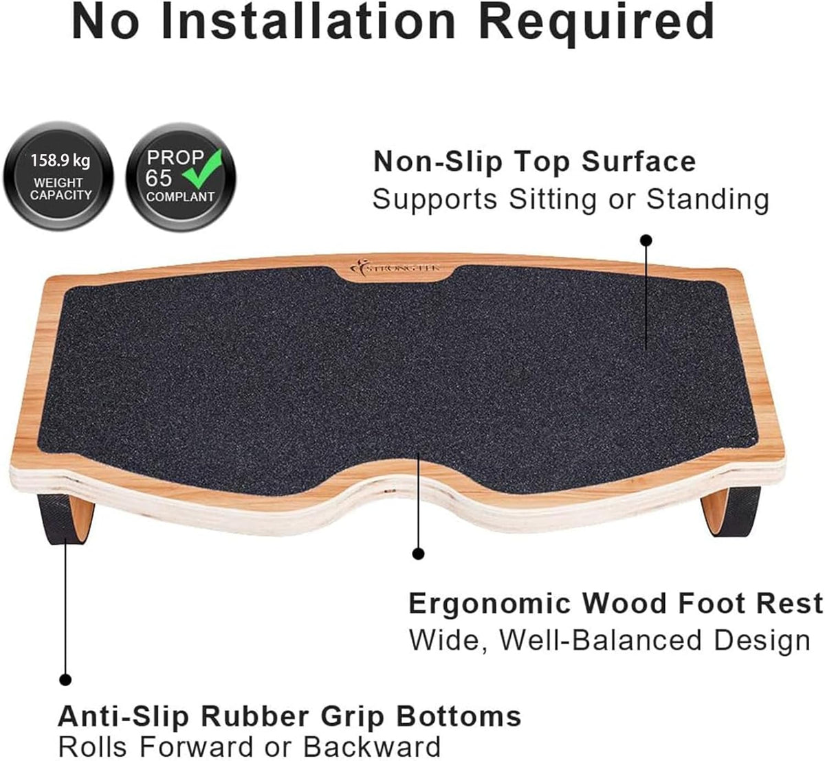 Wooden Rocking Footrest – 350 lb Non-Slip Platform - Field & Nook