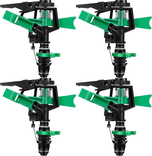 1/2 Inch Plastic Impact Sprinklers Heads Adjustable 0-360 Degree Pulsating Oscillating Watering Sprinkler Head for Garden Law Grass Yard Irrigation Supplies (4 Pieces)