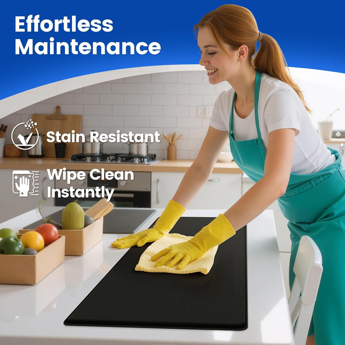 KitchenClouds Kitchen Mats for Floor,3PCS Cushioned Soft Kitchen Rugs | Non Slip Anti Fatigue Mats for Floor,Waterproof Kitchen Sink Mat,Cushioned Standing and Comfort Mats for Office,Black