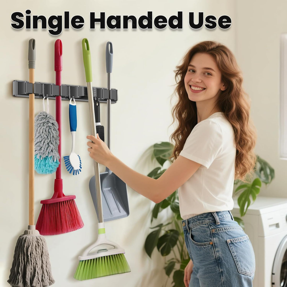 Broom Holder Wall Mount – Grey - Field & Nook