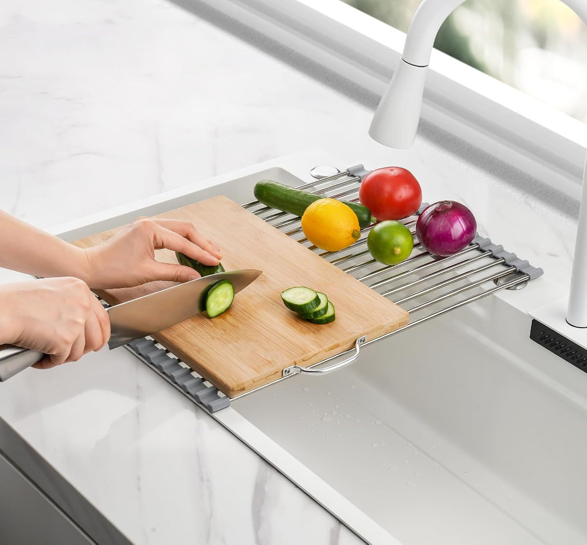 Tomorotec 304 Steel Roll Up Dish Drying Rack, 17.7x12.5