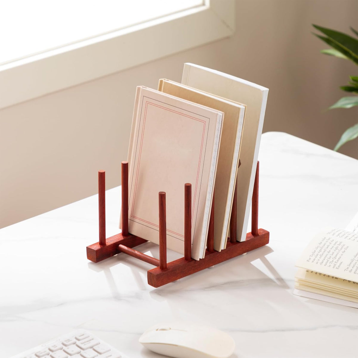 HBlife Rosewood Dish Drying Rack, 4 Slots