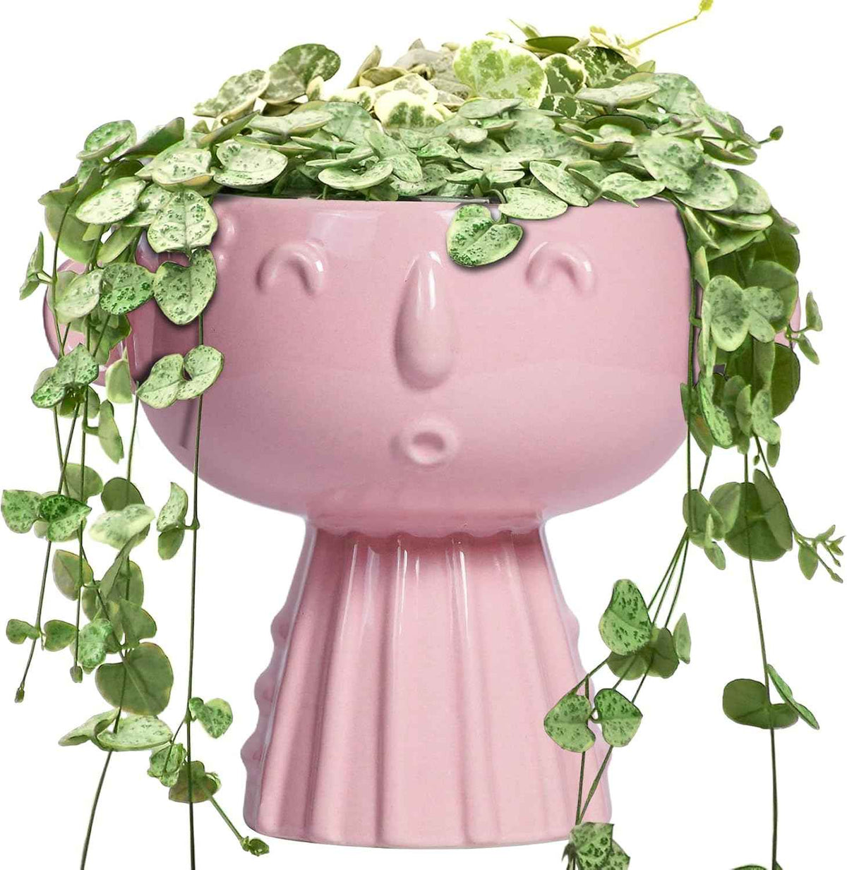 Face Pots for Plants - 7 Inch Ceramic Face Planters Pots Head for Indoor Outdoor, Small Funny Succulent Planters with Drainage Hole, House Room Apartment Decor, Gifts for Women, Bright Pink