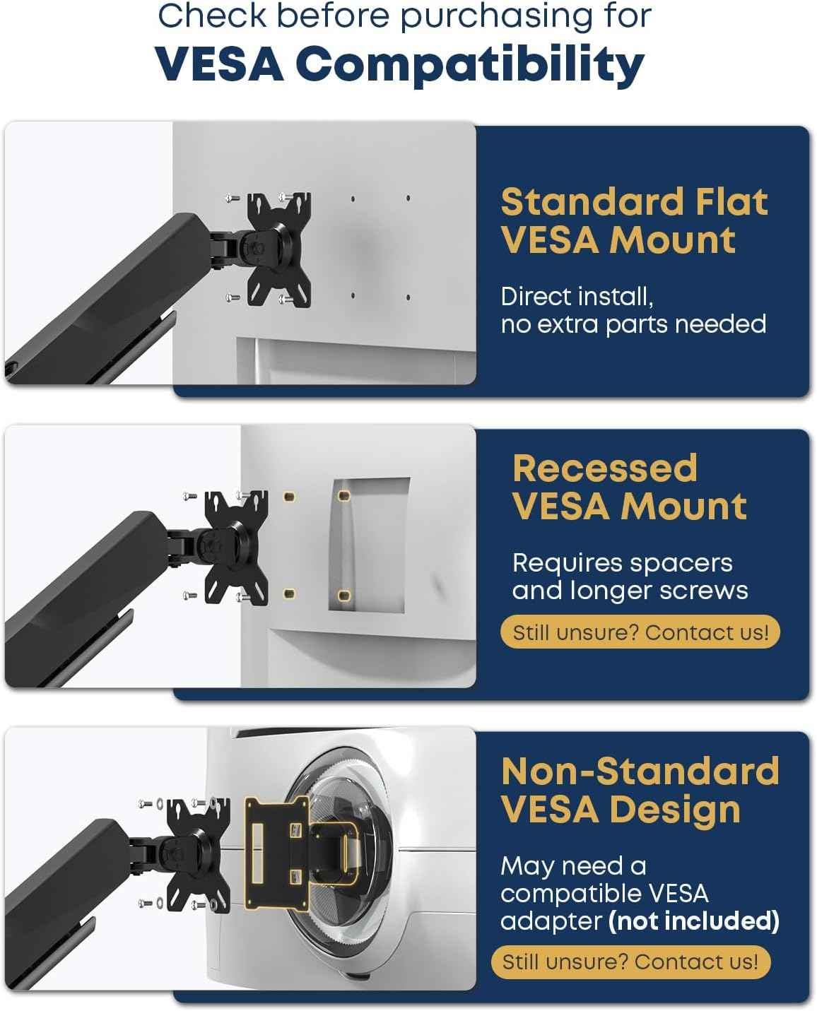 Ultrawide Monitor Arm fits 17-49 Inch Heavy Duty Flat/Curved Monitor | Cable Management, Full Motion, Gas Spring Arm, Holds 35.2 lbs with Clamp & Grommet Desk Mount, VESA 75/100mm, Black