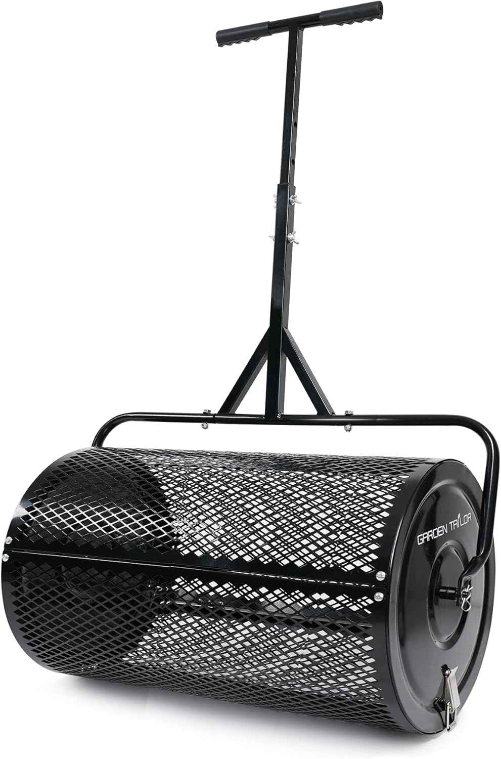 Compost Spreader 30 Inch Peat Moss Spreader with Installation Support Accessories, Metal Mesh Roller Lawn Spreader for Top Soil, Manure, Mulch, Top Dressing - Garden spreaders for lawns