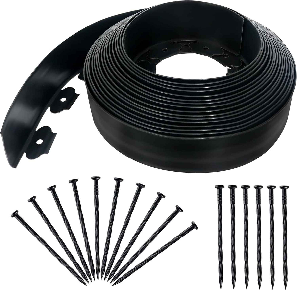 3.15" x 50' No Dig Landscape Edging, Plastic Garden Edging Borders with 45 Anchoring Spikes, Flexible Lawn Edging for Landscaping Garden Flower Beds Grass Yard Paver Pathway, Black