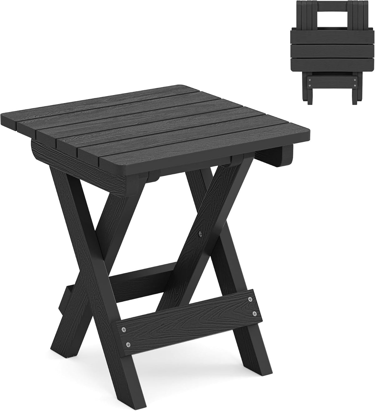 14-Inch Folding Outdoor Side Table – Black - Field & Nook