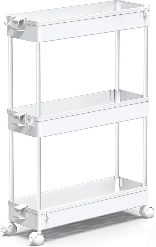 Slim Rolling Storage Cart – 3-Tier Bathroom Cart Organizer - Field & Nook