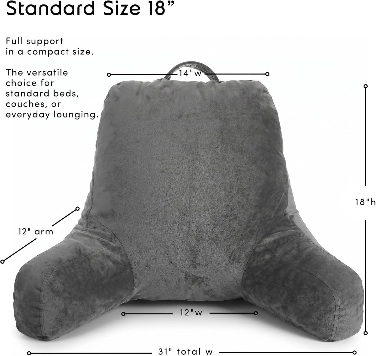 Reading Pillow with Arms – Shredded Foam Backrest with Pockets