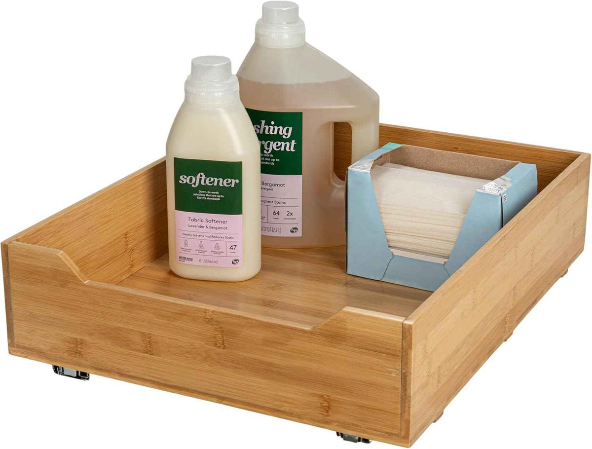Household Essentials Glidez Pull-Out Organizer, Bamboo and Steel