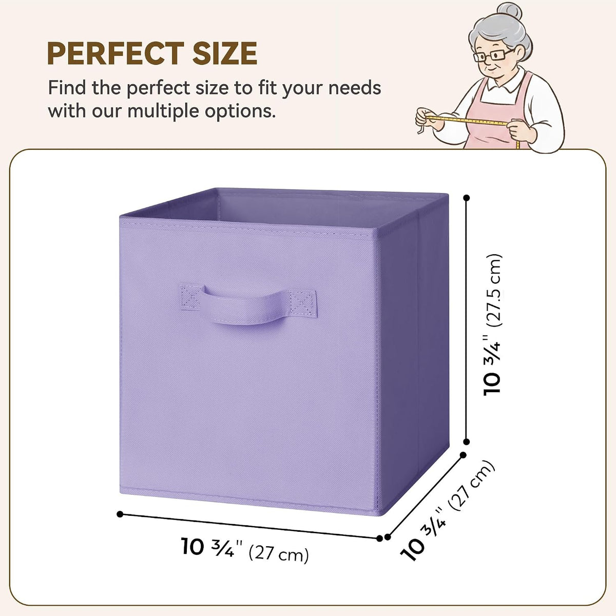GRANNY SAYS Cube Storage Bins, 11 Inch Cube Storage Organizer, Fabric Collapsible Storage Bins, Durable Storage Cubes for Shelves, Closet, Lavender Purple, 6-Pack - Field & Nook