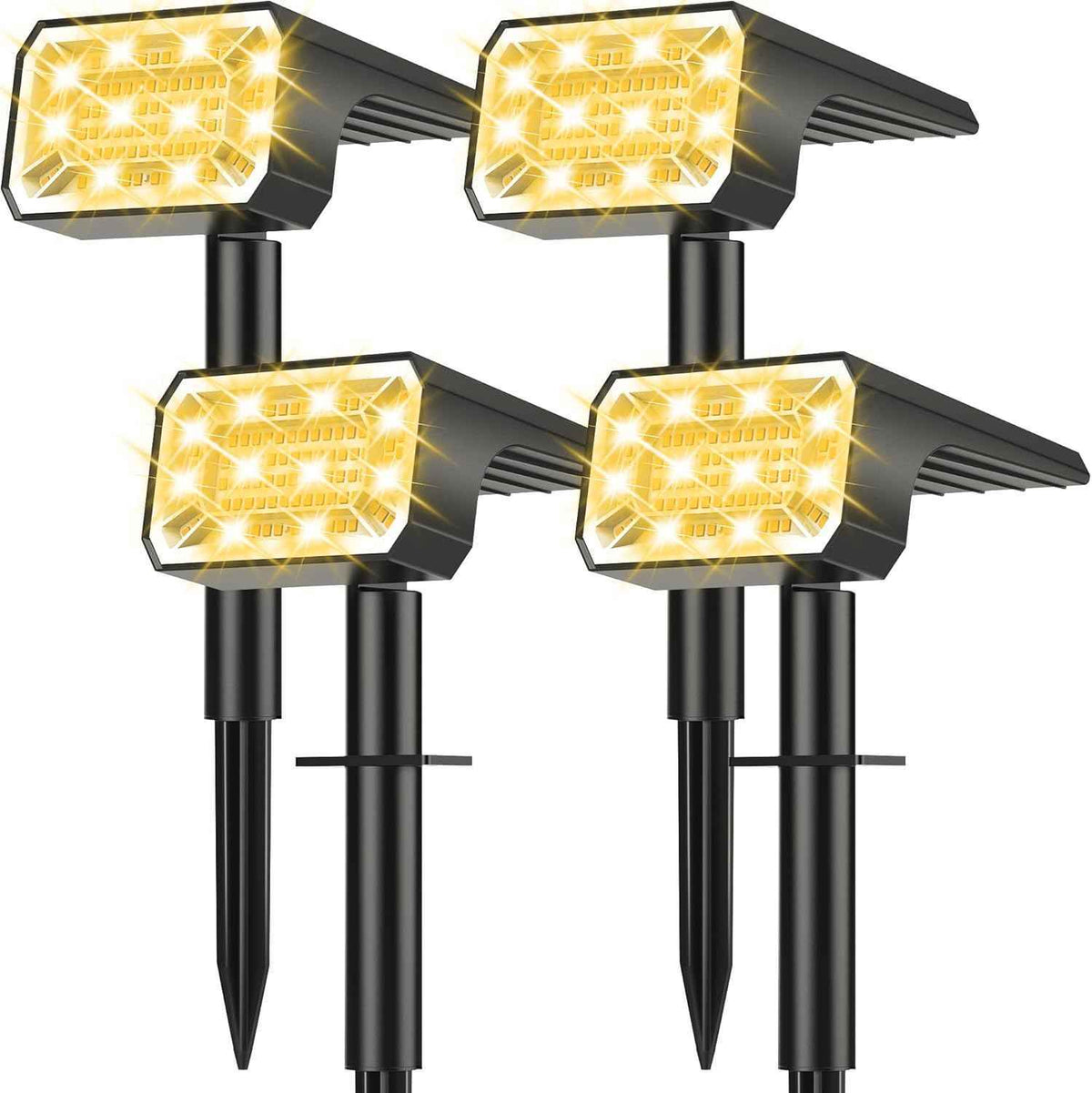Solar Spot Lights Outdoor Waterproof IP65, [4 Pack/100 LED/4 Modes] Solar Landscape Spotlights, Auto On/Off High Lumens Spot Lights for Outside Yard Garden Pathway(Warm White)