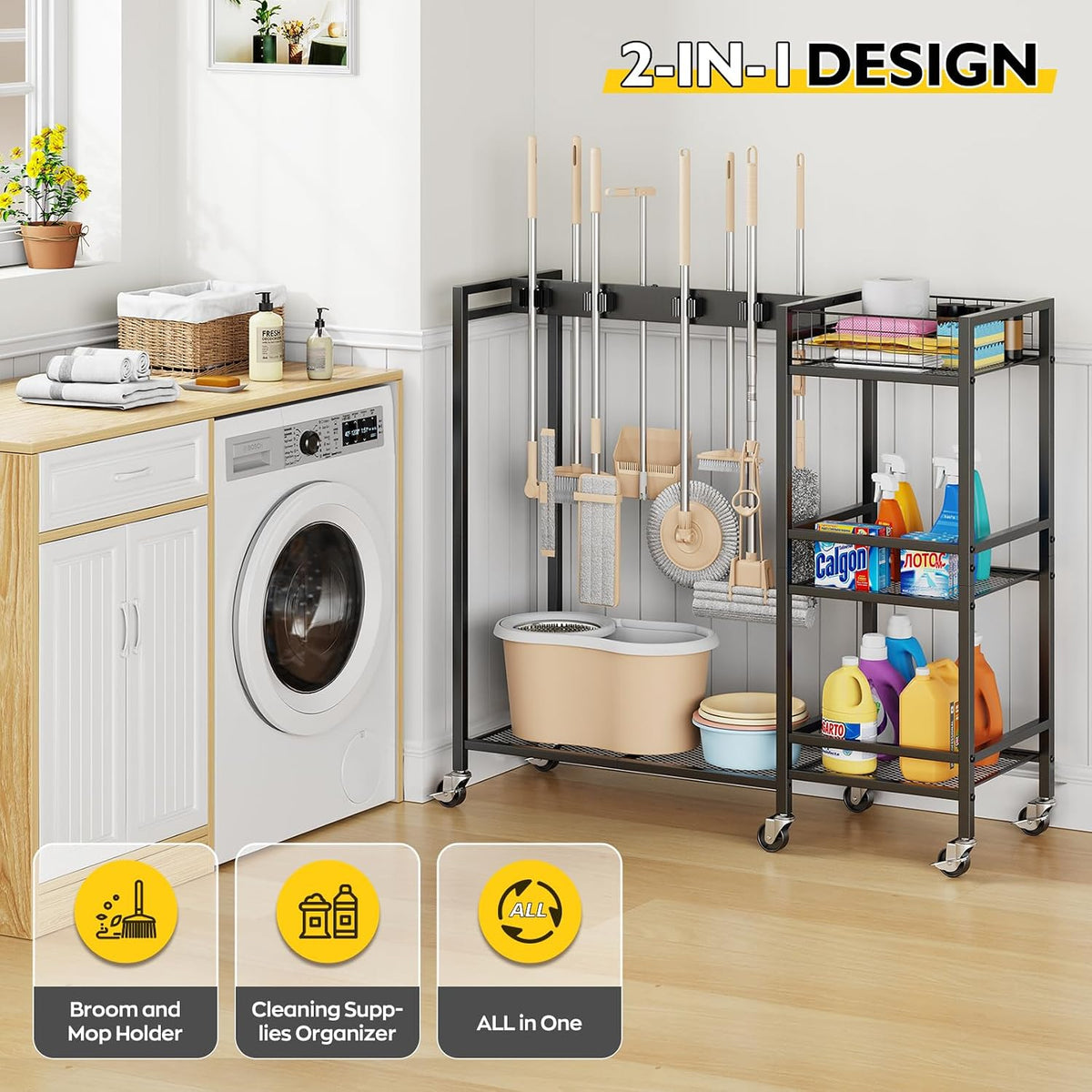 Mobile Cleaning Supply & Mop Storage Cart - Field & Nook
