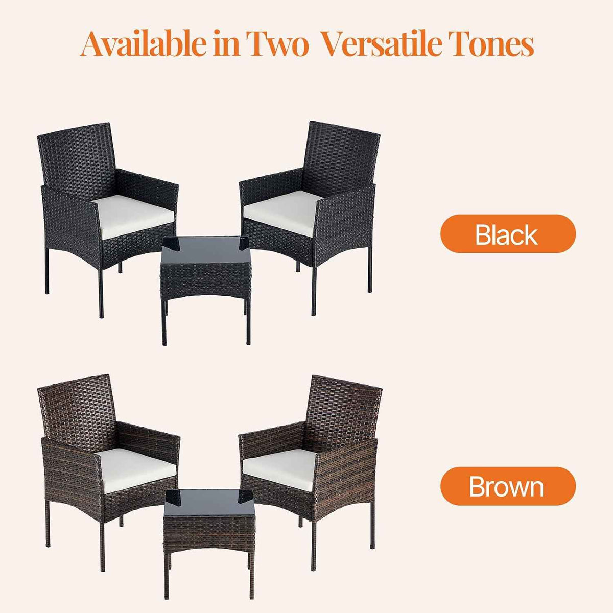 Sweetcrispy Outdoor Wicker Bistro Set, Patio Furniture 3-Piece, Black