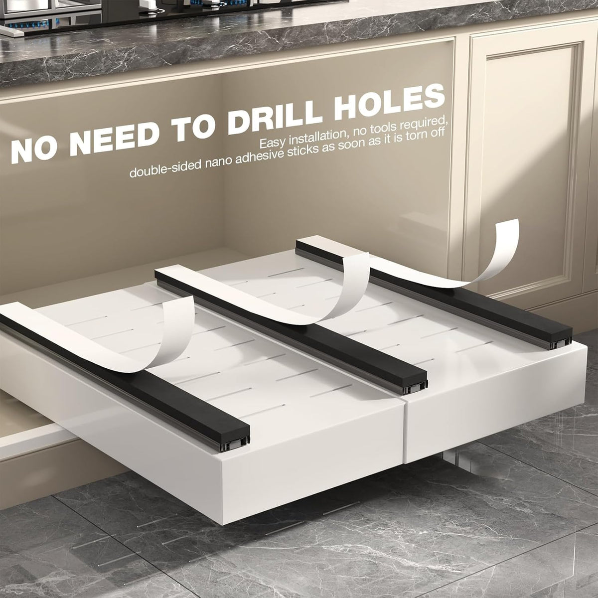 Seinloes 2 Pack Pull-Out Cabinet Organizer, 22" Deep, White