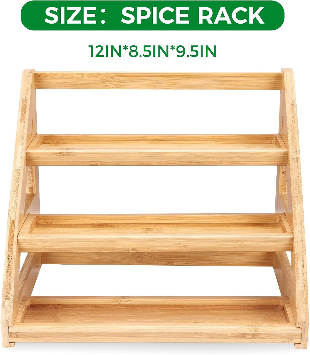 Spice Rack – Spice Organizer -3-Tier Bamboo Spice Racks - Field & Nook