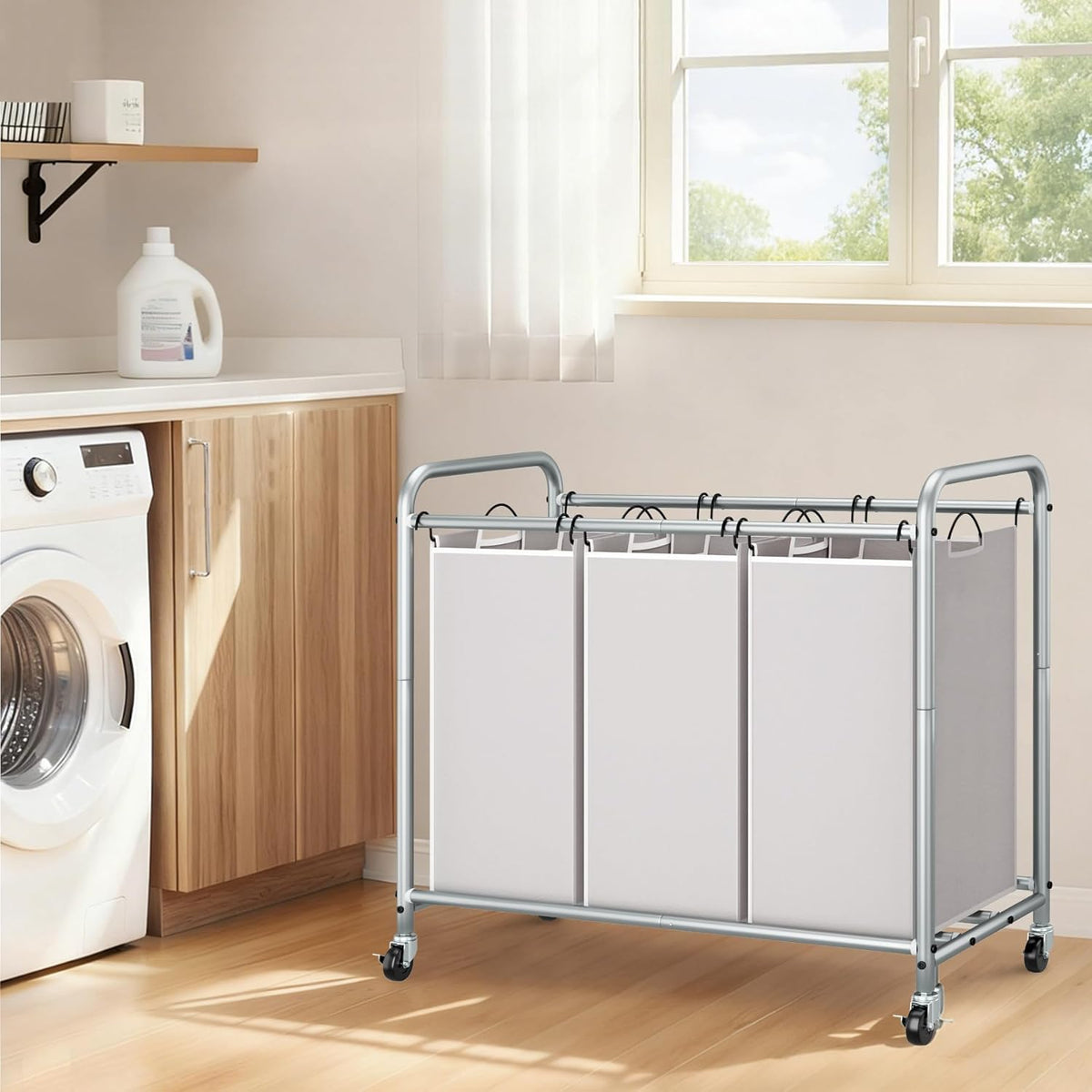 135L Heavy-Duty 3-Bag Rolling Laundry Sorter - Field & Nook