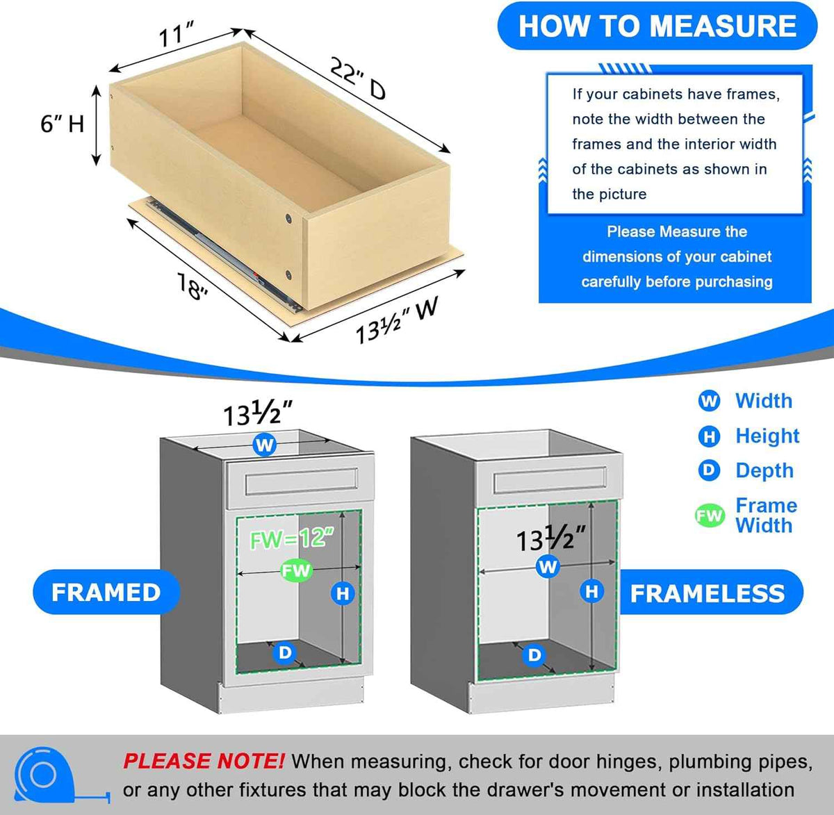 WelFurGeer Soft Close Pull-Out Cabinet Organizer, 11" W x 22" D