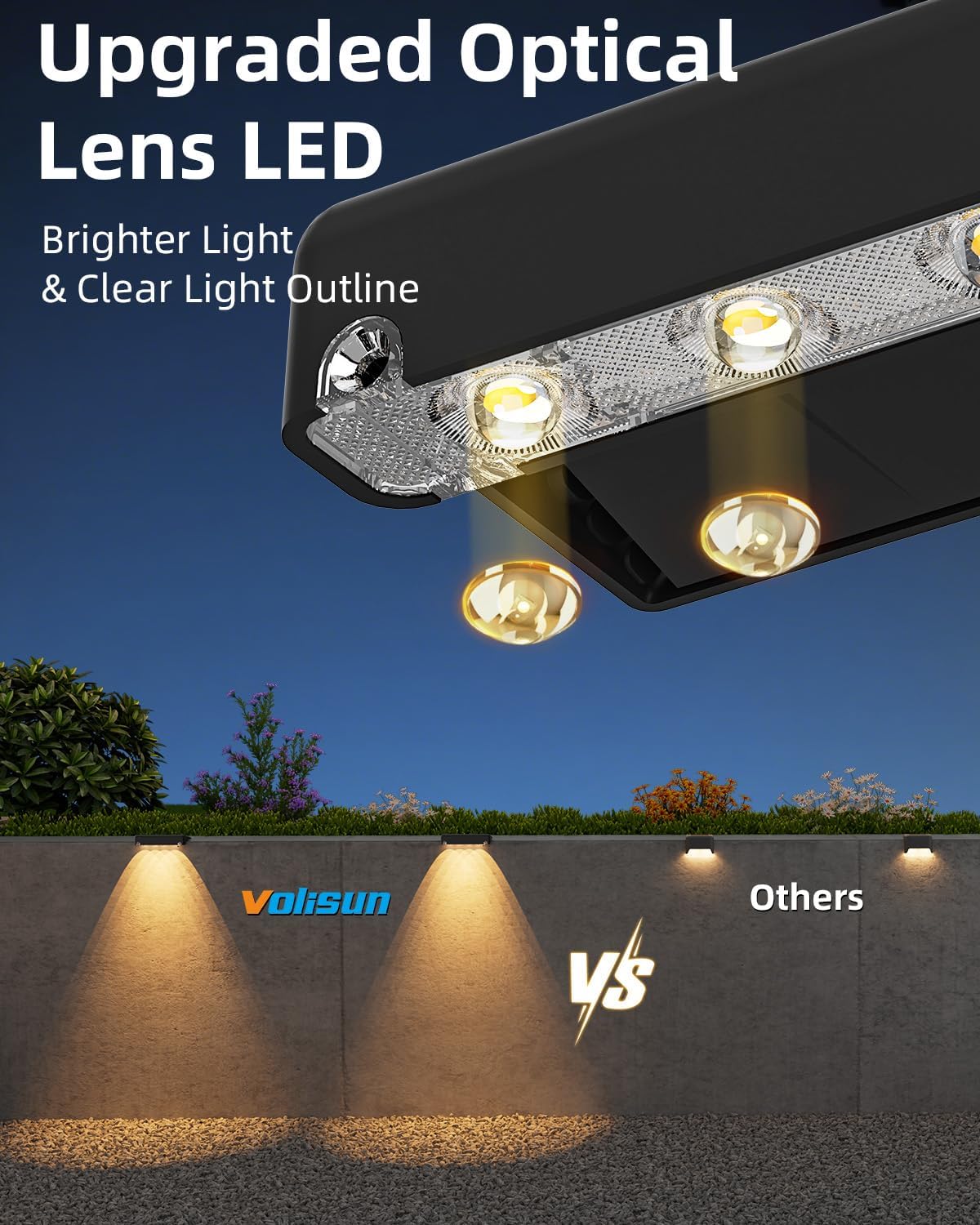 Large Solar Deck and Step Lights – Warm White, 16 Pack