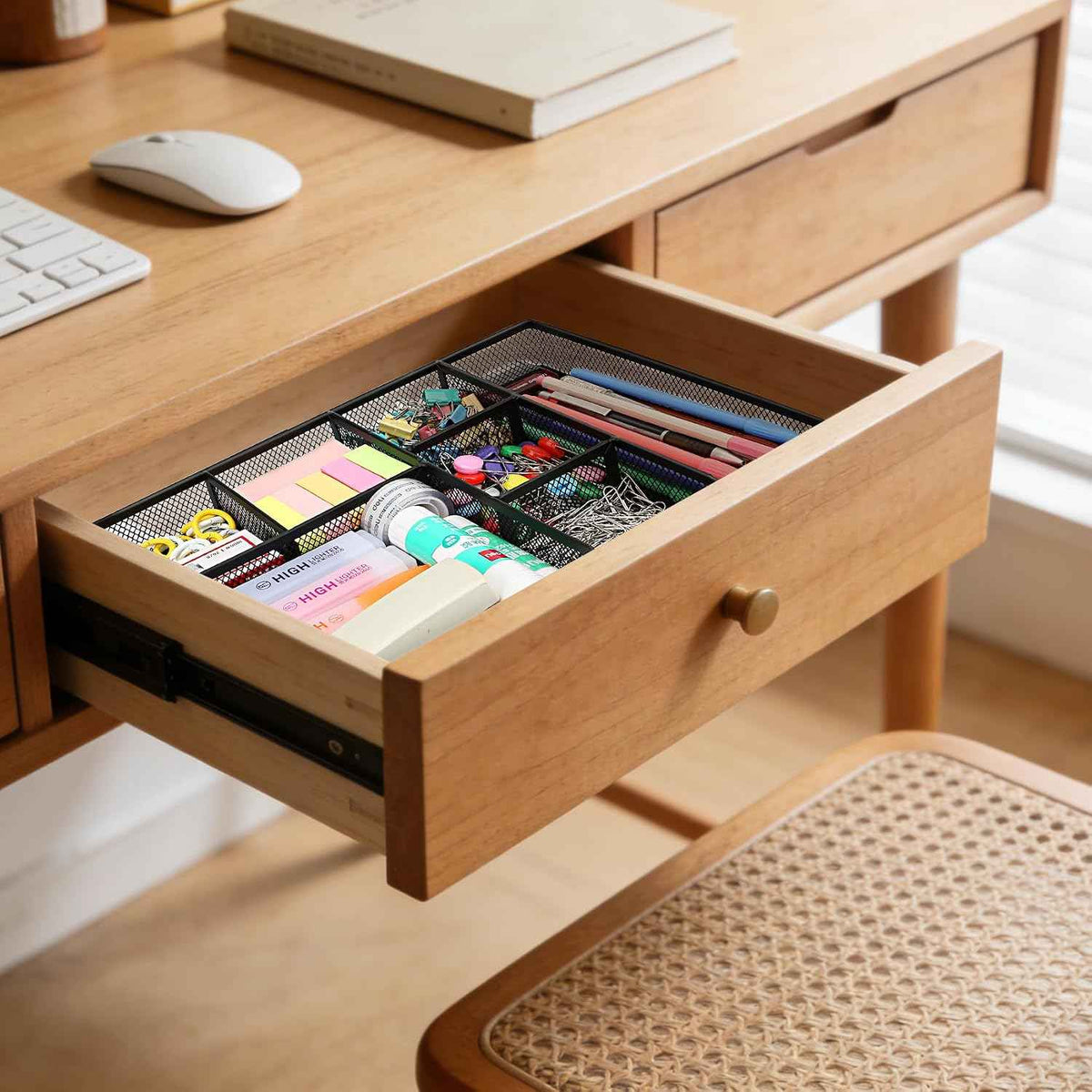 shenee Desk Drawer Organizer Tray,Drawer Organizer for Office and Home,Desk Organizer with Drawers,7 Compartments,Non-Slip Desk Organizers (Black, 12.3" L x 8.3" W x 1.8" H)