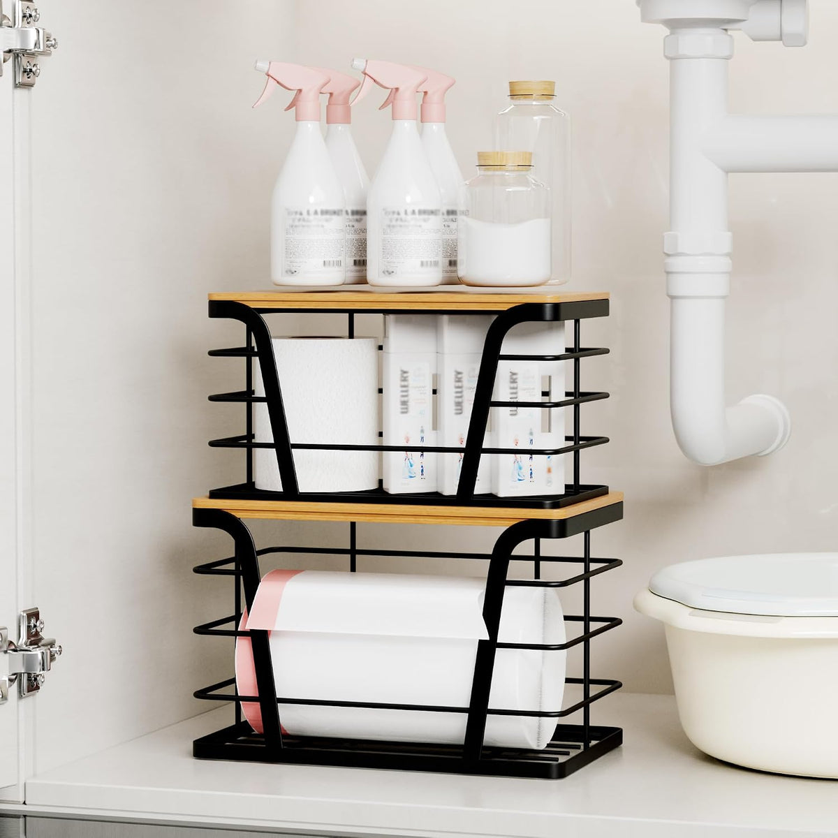 TIDIIABODE 2-Pack Stackable Storage Laundry Kitchen Organizers - Field & Nook