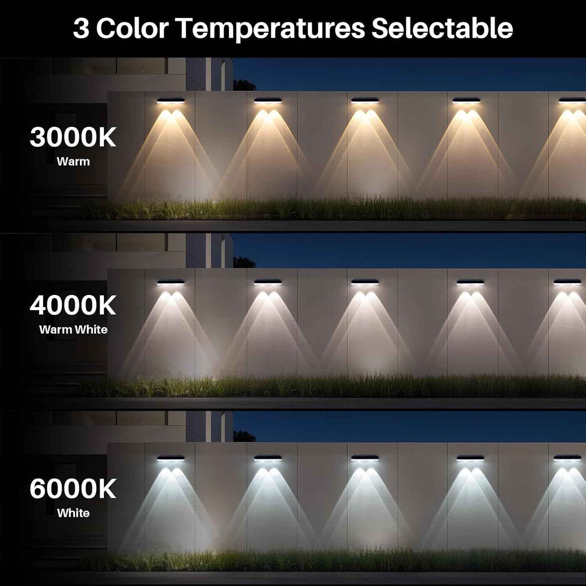 Solar Lights Outdoor Waterproof for Wall, Mailbox, Fence, Address, Sign | 3000K/4000K/6000K 3 Modes Small Downlight Solar Powered Waterproof Dusk to Dawn Lighting Bright LED Lens 2 Pack