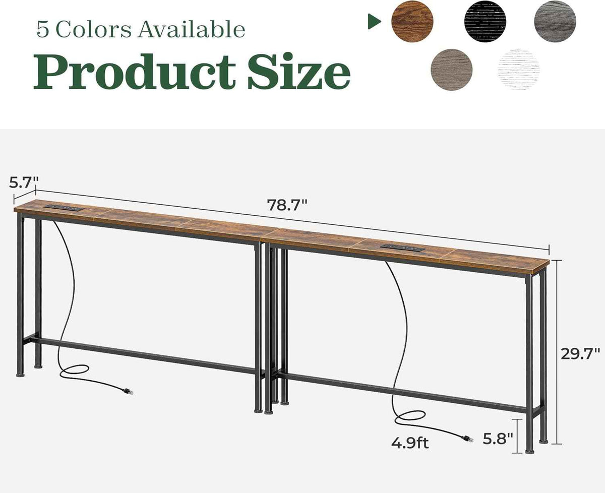 SUPERJARE 78.8 inch Narrow Console Table with Outlet
