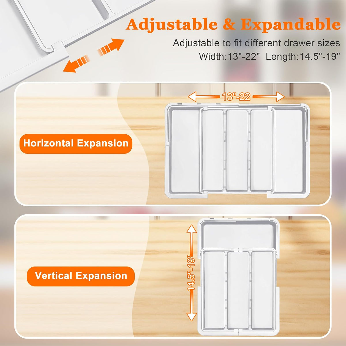Large Expandable Utensil Drawer Organizer | Adjustable 13"–22" | BPA-Free Plastic