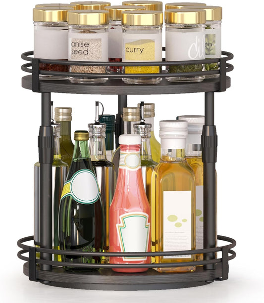 Across-Star Lazy-Susan-Organizer-Spice-Rack, Rotating Spice Organizer for Cabinet Pantry, Seasoning Holder Spice Shelf with Adjustable Height, Kitchen Counter Shelf Countertop Organizer - Field & Nook