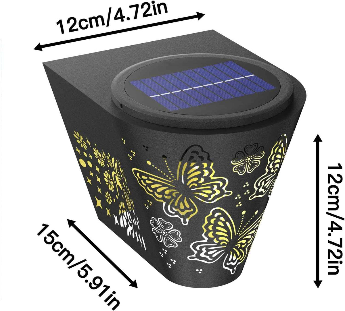 2 Pack Solar Fence Lights Outdoor Wall lihgts Decorations Metal Solar Deck Lights Waterproof LED Solar Powered Step Lights Warm White Light Decorative Lighting for Garden, Front Door, Backyard (metal)
