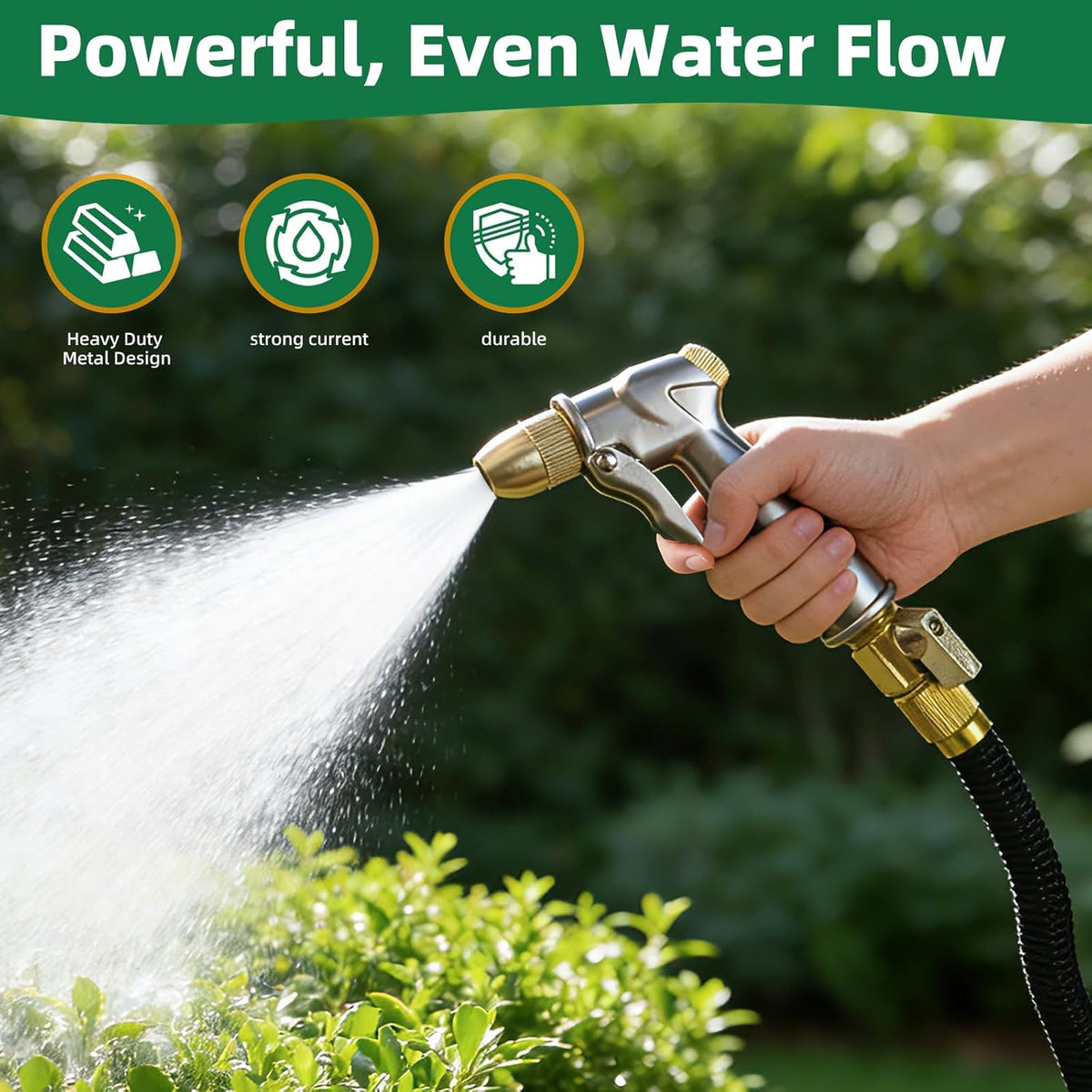 100% Metal 4-Pattern High-Pressure Hose Nozzle - Field & Nook
