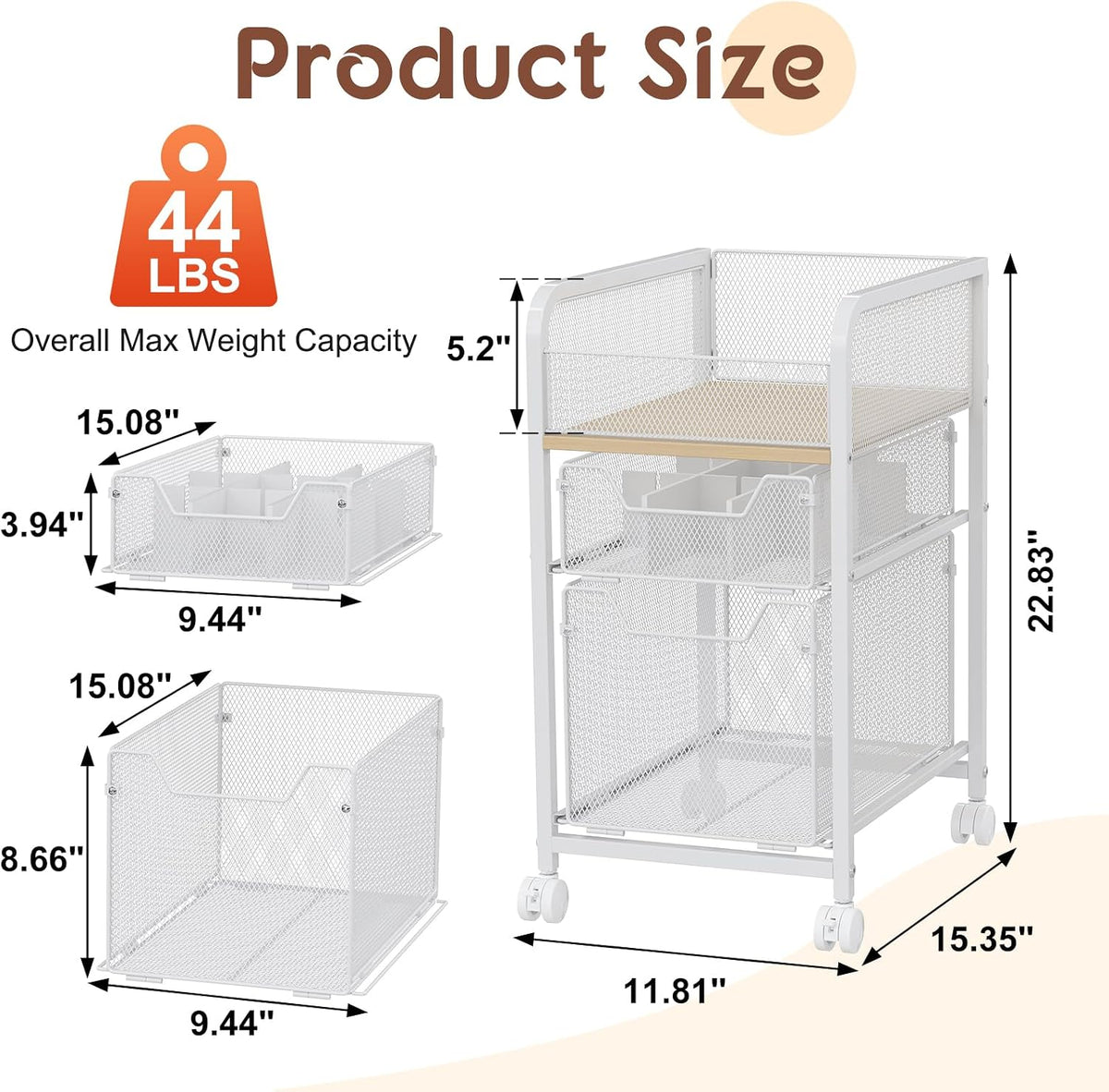 Hongtamoya Rolling Makeup Cart Organizer with 2 Drawers, Under Desk Storage | Narrow Floor Skincare Organizers, Vanity Organizer Cosmetics Display Cases Holder for Nail Polish Perfume Makeup Brush, White - Field & Nook