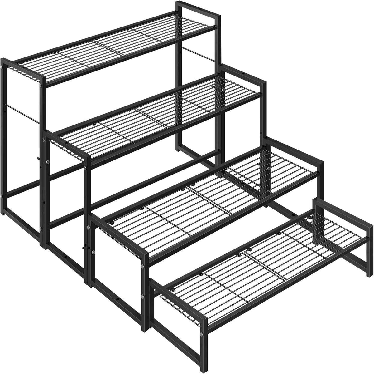 4 Tier Metal Plant Stand Indoor Outdoor, Ladder Flower Pot Holder Plant Stands, Stackable Heavy Duty Tall Plant Shelf Flower Pot Holder for Garden, Display Rack