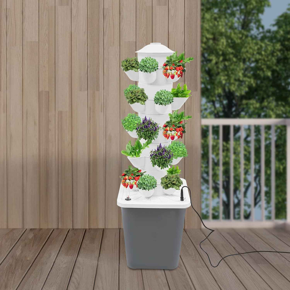 Hydroponics Vertical Growing Kit with Grow Lights 25-Plants Garden Hydroponic Growing System Outdoor Outdoor Indoor Vertical Garden Planter Tower with Automatic Watering for Herbs Fruits Vegetables