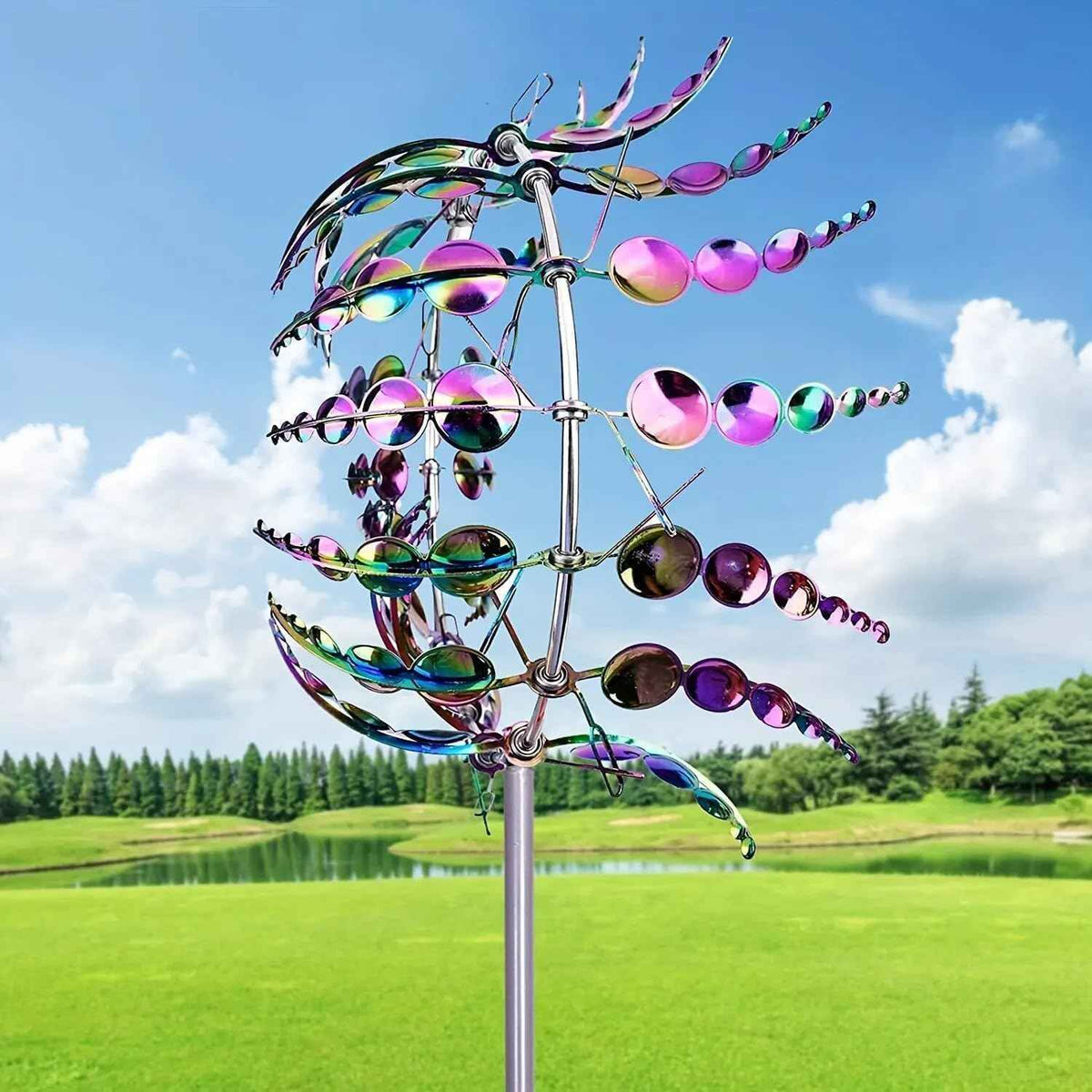 Magical Metal Windmill for Backyards,3D Kinetic Wind Sculpture for Yard & Garden, Outdoor Metal Windmill Decor with Spinning Blades for Patio, Lawn, Backyard