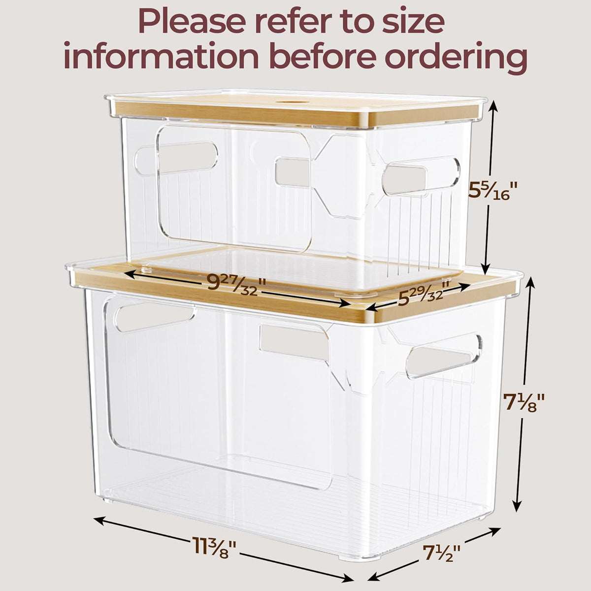 Delamu 2 Pack (XL+S) Trash Bag Dispenser, Stackable Garbage Bag Holder | Clear Acrylic Organizer Bins for Under Sink Organization, Pantry Storage, Cabinet, Kitchen, Laundry, Bathroom - Field & Nook