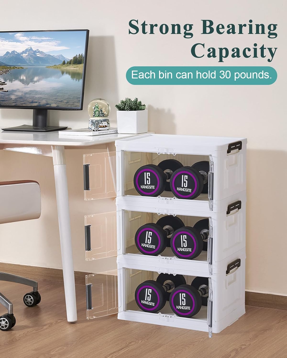 OlarHike 23QT Storage Bins with Lids for Closet, Office, Dorm, 3 Pack | Multi-Lid, Lockable Cabinet, Doors & Wheels, School, Bathroom, Foldable Containers, Stackable Organizers, Plastic Drawers - Field & Nook
