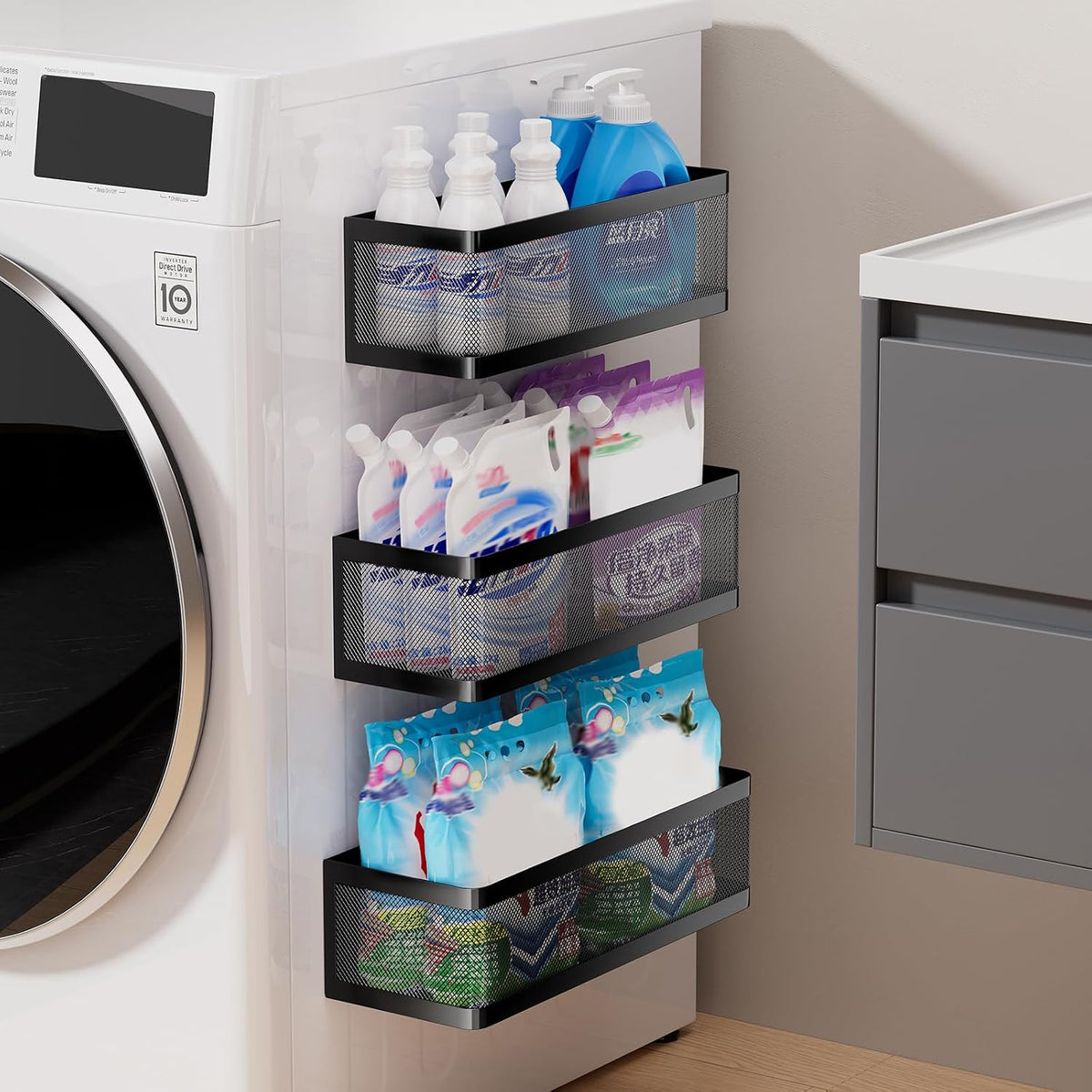 3-Piece Magnetic Laundry Storage Shelf Set - Field & Nook