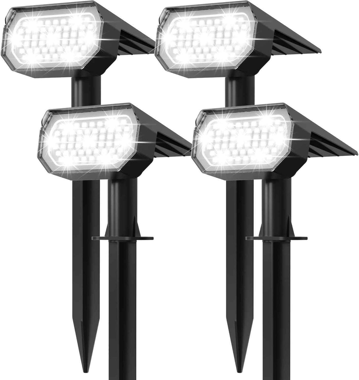 Ensenior Solar Spotlights Outdoor, 56 LEDs Brightness Adjustable 6500K LED Solar Garden Lights, Halloween Christmas Landscape Lighting for Flag/Yard/Pathway, IP65 Waterproof - 4 Pack