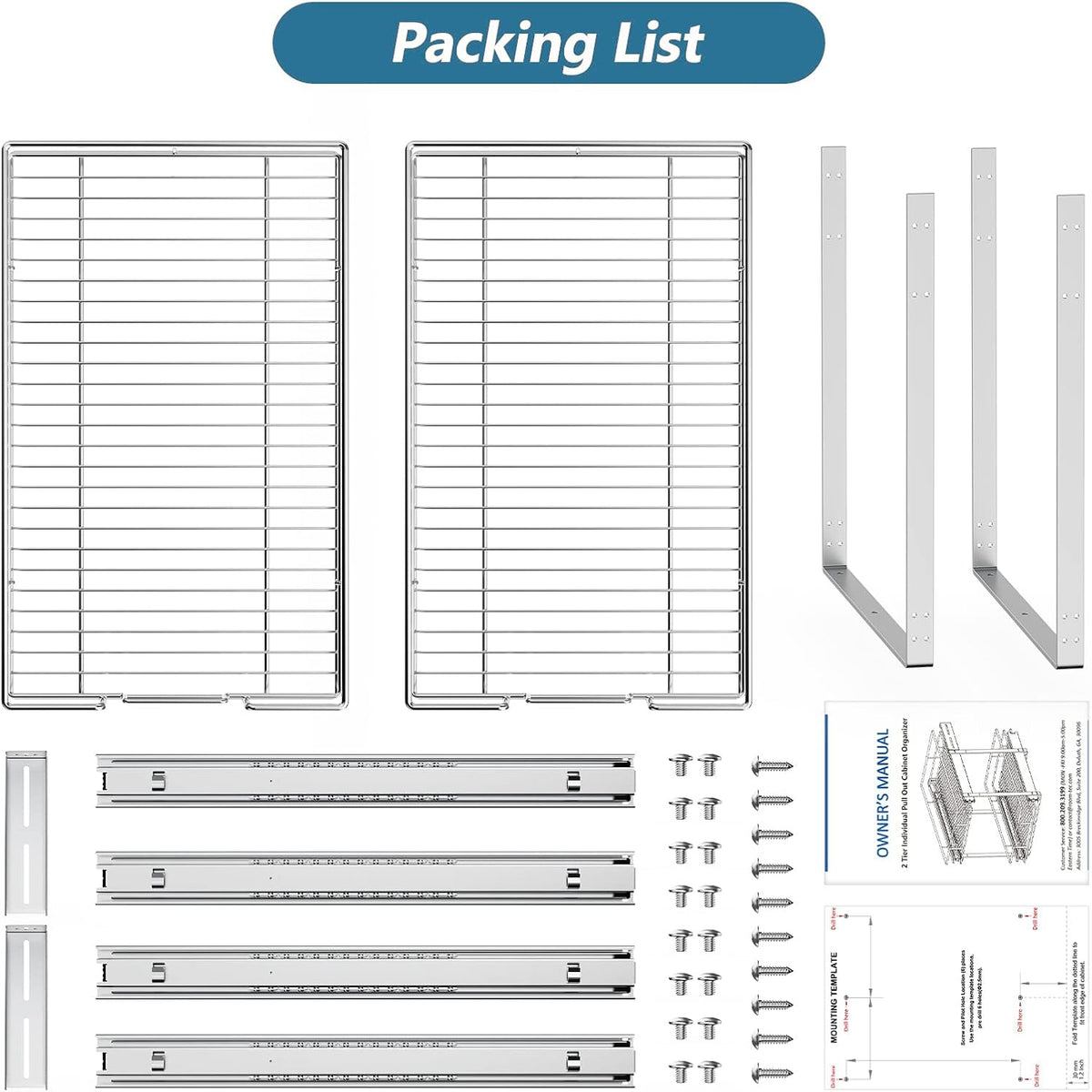 ROOMTEC 2 Tier Pull Out Cabinet Organizer, 11" W x 18" D
