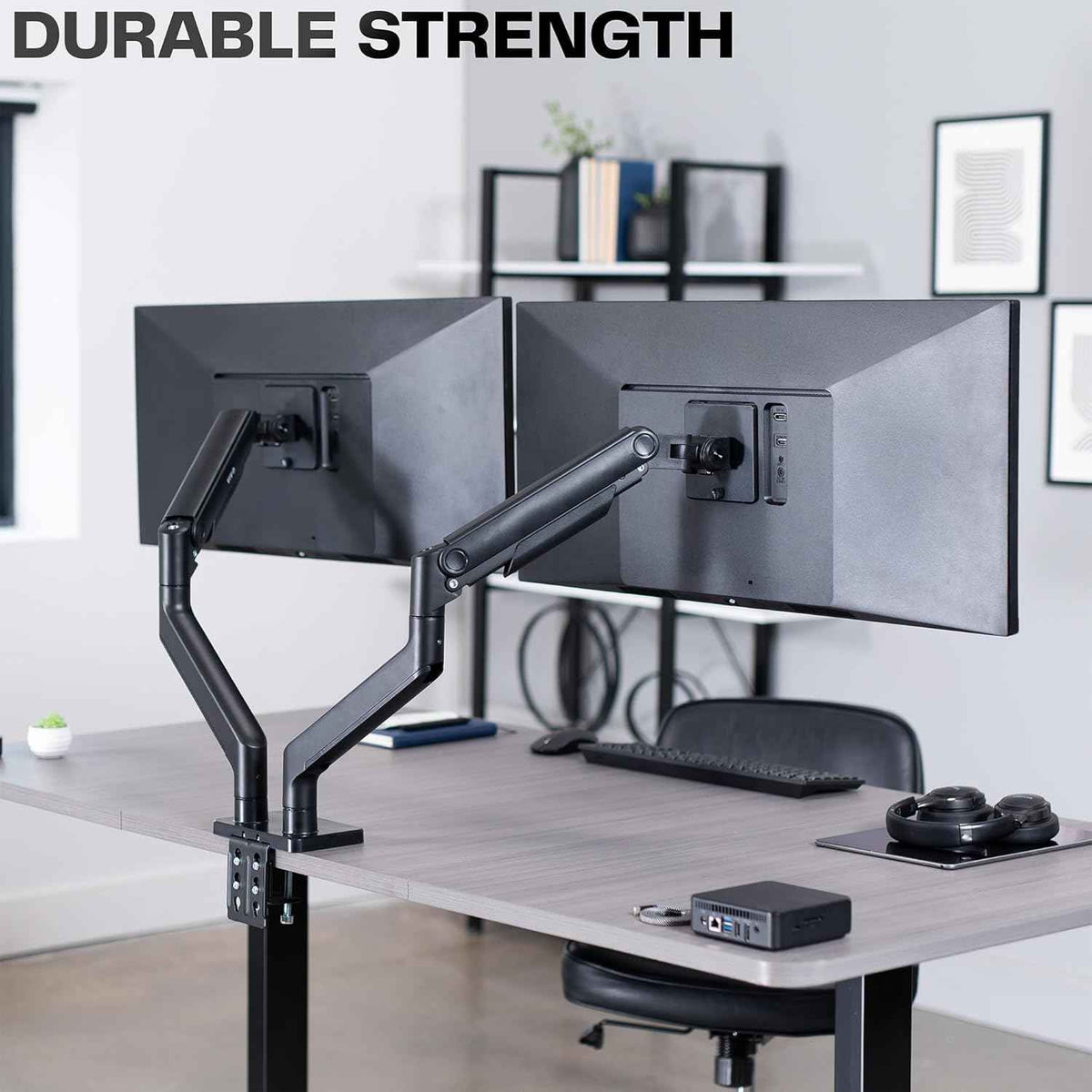 VIVO Heavy Duty Dual Ultra-Wide Monitor Tension Arm, Up to 45 inch Screens, Holds 44 lbs per Arm, Premium Desk Mount Monitor Stand for 2 Ultrawides, Black, STAND-V200V