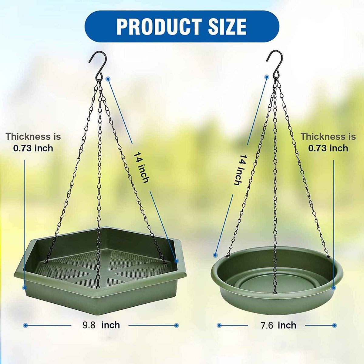 Hanging Bird Bath，2 in 1 XL Hanging Bird Feeder & Birds Bath for Outside | Birds Water Feeder,Tray for Outdoors Garden Patio Decoration, Large capacity for Bird