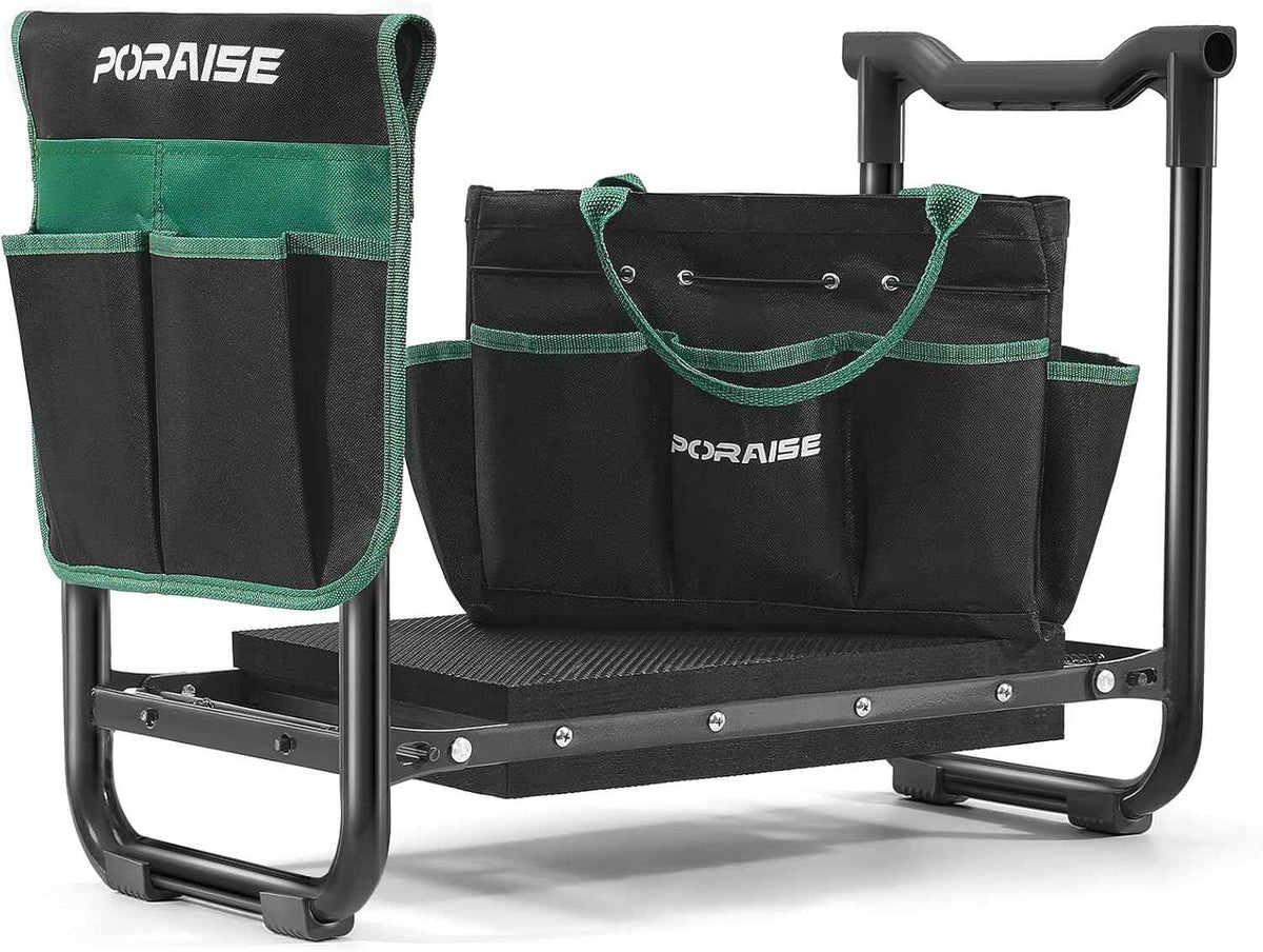 Garden Kneeler and Seat Heavy Duty, Wider and Thicker Kneeling Pad for Foldable Gardening Stool with 2 Tool Pouches, Gardening Gifts Tools for Women Mom Men Seniors