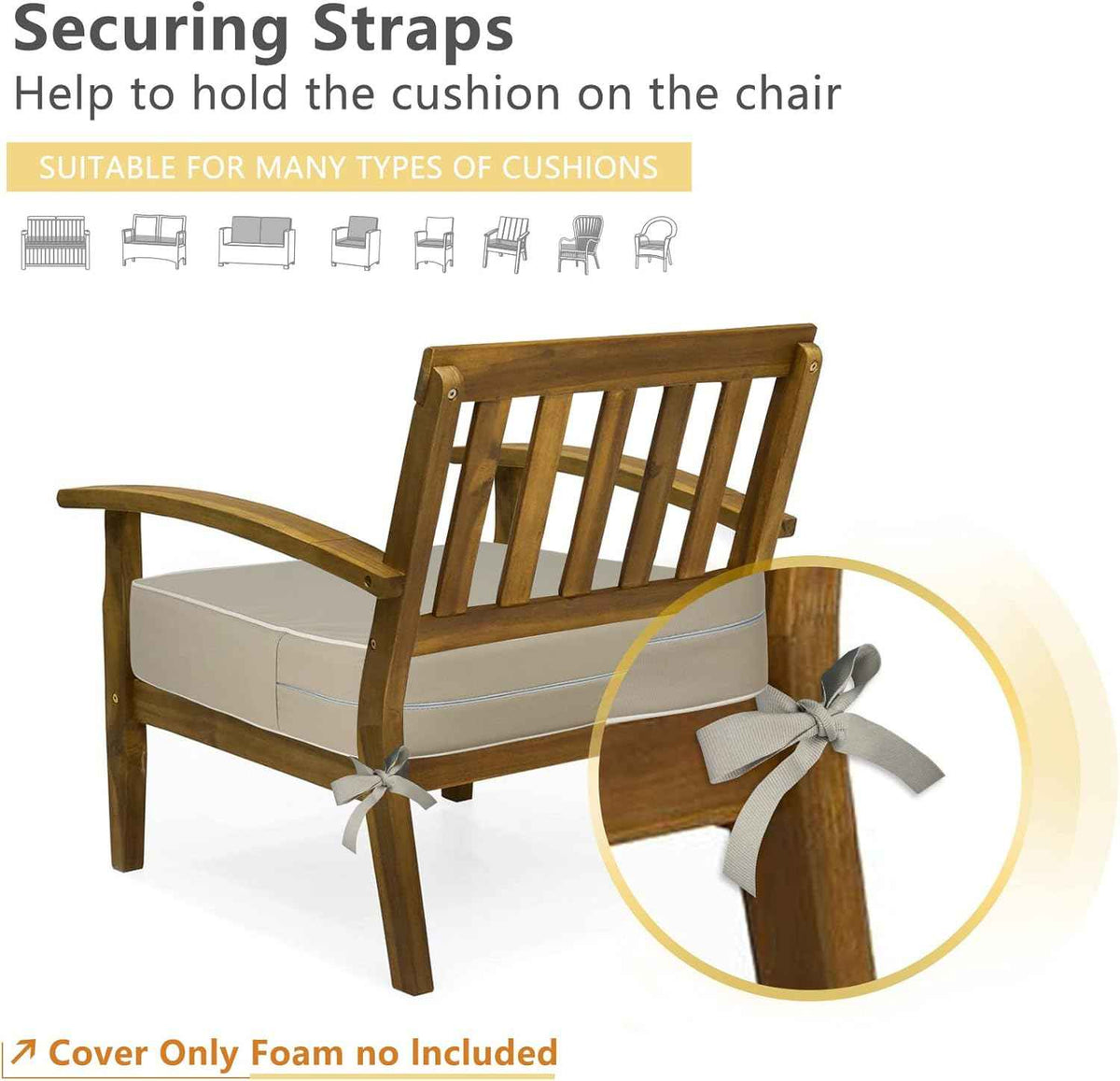 Porch Shield Outdoor Cushion Slipcovers Patio Chair Seat Cushion Covers Set 4 Waterproof Fade Resistant 19 x 19 x 4 inch, Beige