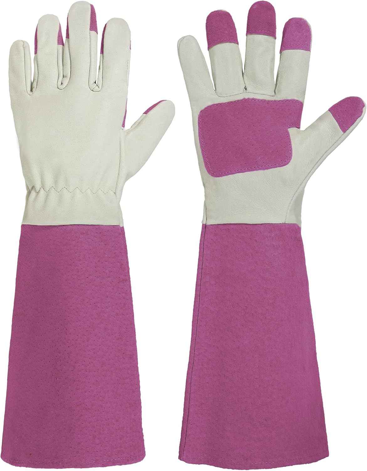 HANDLANDY Rose Pruning Gardening Gloves for Men & Women, Thornproof Long Gauntlet Gloves, Pigskin Leather - Breathable & Durability (Medium)